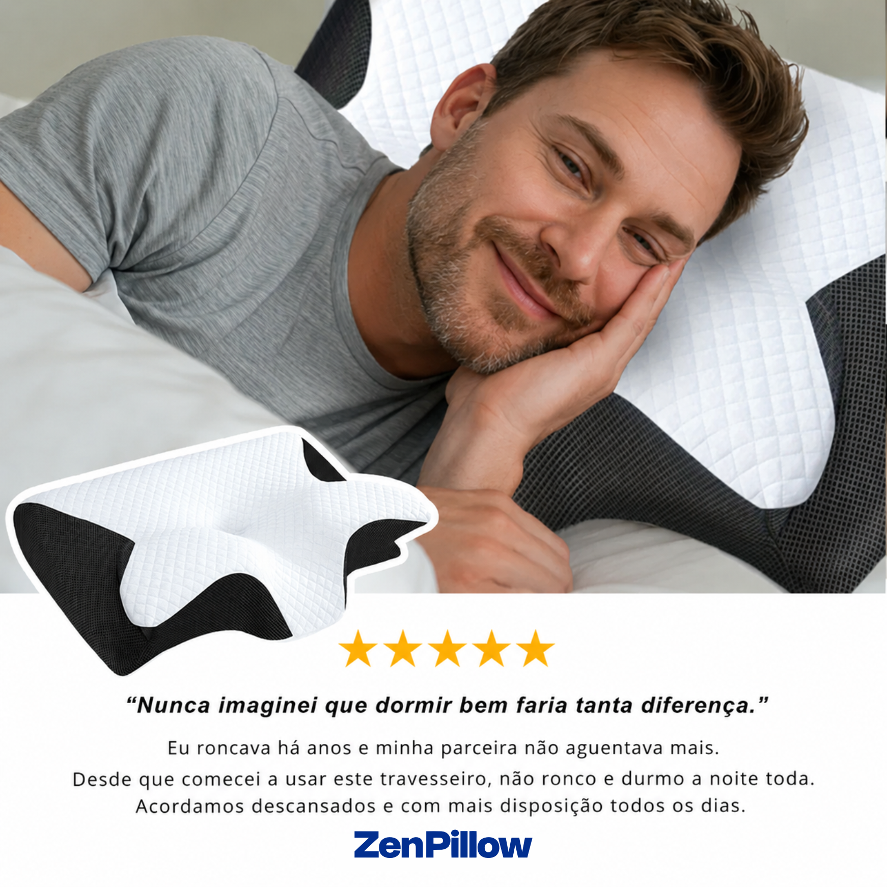 Travesseiro Ergonômico ZenPillow - Zero Ronco